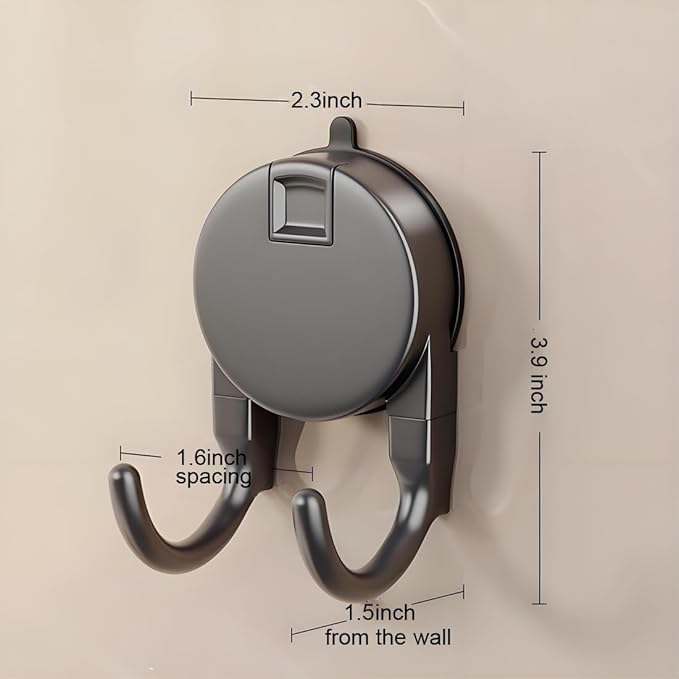 4 Pack Heavy Duty Suction Cup Hooks - No Drill Vacuum Suction Hanger for Bathroom, Kitchen, Glass/Tile/Metal, Holds Towels, Keys, Utensils (Gunmetal Gray)