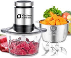 Kitchen in the box Food Processors,400W All-Copper Motor Meat Grinder & Food Chopper - Electric Vegetable Chopper with 2 Bowls(8 Cup+8 Cup) & 2 Bi-Level Blades for Meat/fish/Vegetable/Baby Food