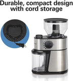 Hamilton Beach Electric Burr Coffee Grinder with Large 16oz Hopper & 18 Settings For 2-14 Cups, Stainless Steel (80385)