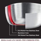 HOMICHEF 14-Piece Nickel Free Stainless Steel Cookware Set Whole-Clad 3-Ply - Mirror Polished Pots And Pans Set - Healthy Cookware Set With Steamer - Non-Toxic Induction Cookware Sets