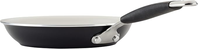 Rachael Ray Cucina Ceramic Nonstick Frying Pan/Skillet, 8.5 Inch Non Stick Open Fry Pan, Dishwasher Safe - Peppercorn