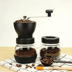 Manual Coffee Grinder, Hand-cranked Coffee Machine with Glass Body, Black