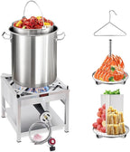 ARC 40QT Seafood Boiling Kit, 200,000BTU Propane Burner And Stainless Steel Crawfish Boil Pot w/Basket and Steamer Rack, For Outdoors Cooking and Steaming, Large Turkey Fryer, Lobster Shrimp Pot