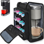 Coffee Maker Carrying Bag Compatible with Keurig K-Mini or K-Mini Plus, Single Serve Coffee Brewer Portable Storage Bag with Extra Pockets, Storage Tote Case With Multiple Pockets for K-Cup