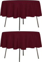 sancua 2 Pack Round Tablecloth 70 Inch Burgundy, Stain and Wrinkle Resistant Table Cloth - Washable Polyester Table Cover for Dining Tables, Buffet Parties and Camping