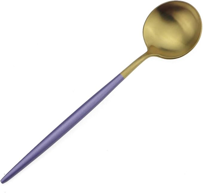 Gugrida Royal 20 Piece Matte Purple Handle 18/10 Stainless Steel Tableware Sets for 4 Including Forks, Spoons, Knives, Camping Silverware Travel Utensils Set Cutlery