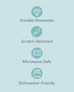 Stoneware dinnerware set 4 persons 12 pcs – Modern style plates and bowls set ceramic – Dishwasher, microwave and scratch resistant – Bowl and plate set – Dinner service Pure Living beige & light blue