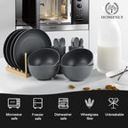 Wheat Straw Dinnerware Sets, Homienly 20pcs Unbreakable Microwave Dishwasher Safe Tableware Lightweight Bowls, Cups, Plates Set Reusable Dinner Plates Bowls set (Dark Grey)