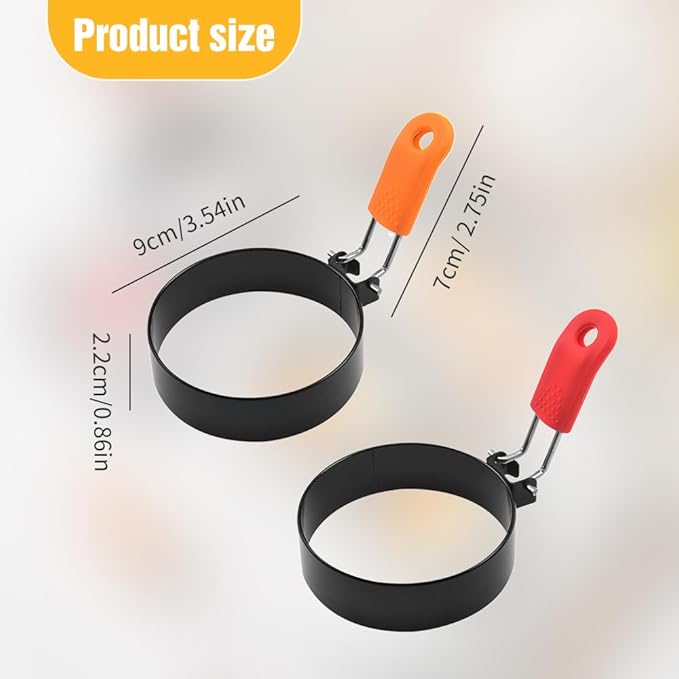 2025 New Stainless Steel Egg Rings for Frying - Round Cooker Rings, Pancake Shapers With Orange Silicone Handle Non-stick Molds for Kitchen Breakfast Tool (A-2Pcs Orange)