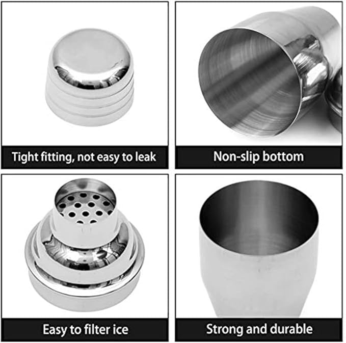 12oz Cocktail Shaker Small Single Bar Shakers Bartending Stainless Steel Espresso Shaker for Martini Margarita Alcohol Liquor Drink Mixer