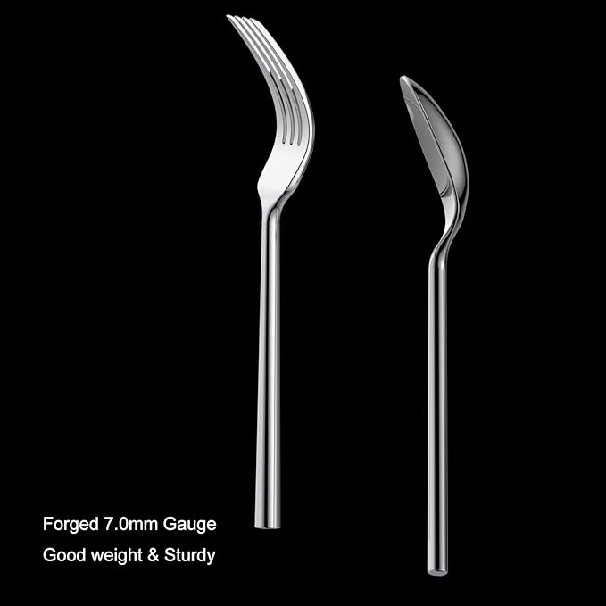 Alata Potter 60-Piece Forged Silverware Set Stainless Steel Flatware Set Cutlery Set, Service for 12, Mirror Finish, Dishwasher Safe