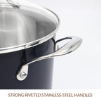 HOMI CHEF Navy Gray NICKEL FREE Stainless Steel 7 Quart Stock Pot with Glass Lid (Non Coating, 9.5 Inch) - No Toxic 7 qt Stockpot With Lid