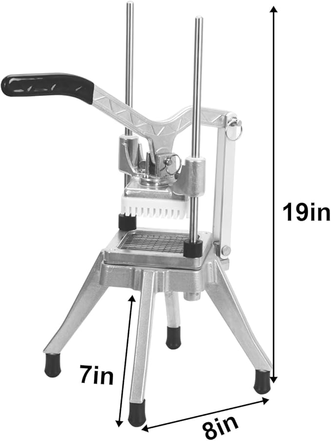 Commercial Vegetable Fruit Chopper 1/4″&3/8″ Blade Heavy Duty Professional Food Dicer Kattex French Fry Cutter Onion Slicer Stainless Steel For Tomato Peppers Potato Mushroom, Silver