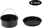 2pcs/set Universal Air Fryer Accessory Set, Include Steel Air Fryer Pizza Pan and Baking Cake Barrel, Nonstick Coating, Air Fryer Baking Pan For Gourmia