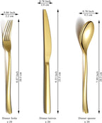 Berglander Gold Wedding Silverware Set 60pcs Service for 20, Titanium Plating Stainless Steel Flatware Set, Gold Spoons Forks Knives Set for Home, Wedding, Restaurant, Dishwasher Safe