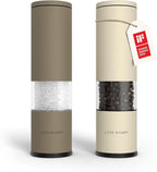 LARS NYSØM Salt and Pepper Grinder Set 2 pieces I Salt Pepper Mill with Adjustable Ceramic Grinder I Design Spice Grinder Set Manual (Brown/Beige)