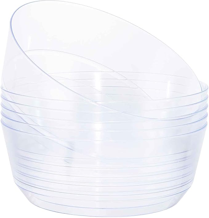 Hioasis 8 Pack Plastic Serving Bowls 128oz Clear Plastic Bowls Heavy Duty Disposable Serving Bowls for Party Snack & Salad & Candy & Bar Buffet