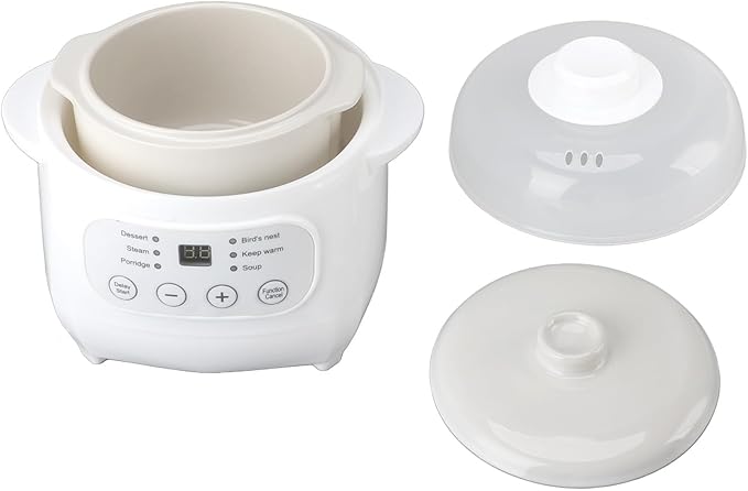 Haofy 200W Mini Ceramic Stew Cooker, 1L Capacity Electric Slow Cooker Porridge Soup Pot, Multifunctional with PTC Heating Technology