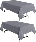 sancua 2 Pack Light Grey Tablecloth 60 x 84 Inch, Rectangle 4 Feet Table Cloth - Stain and Wrinkle Resistant Washable Polyester Table Cover for Dining Tables, Buffet Parties and Camping
