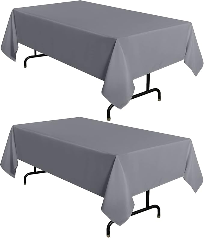 sancua 2 Pack Light Grey Tablecloth 54 x 78 Inch, Rectangle 4 Feet Table Cloth - Stain and Wrinkle Resistant Washable Polyester Table Cover for Dining Tables, Buffet Parties and Camping