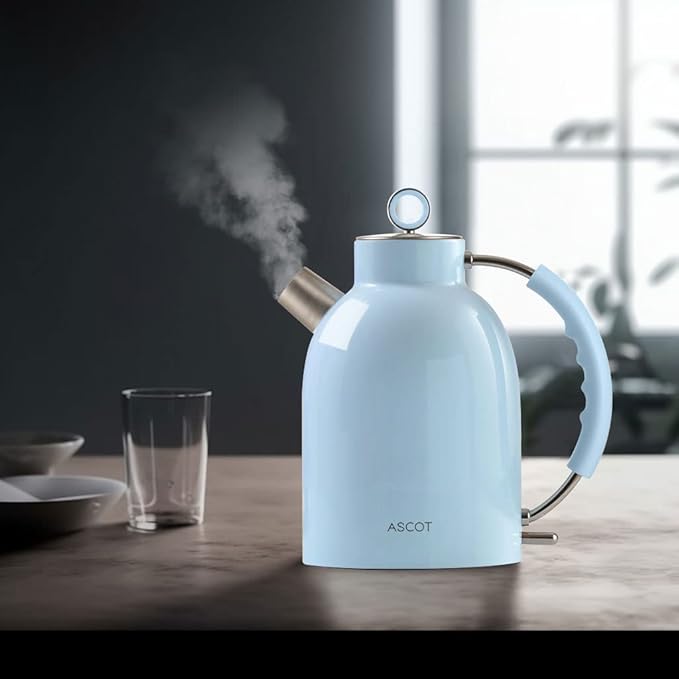 ASCOT Electric Kettle, Stainless Steel Kettle Water Boiler, Fast Boiling Kettle, 1.5L, 1500W, BPA-Free, Cordless, Automatic Shutoff, Boil-Dry Protection(Blue)