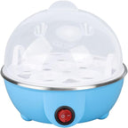 Chicken Egg Cooker Make Up to 7 Large Boiled Eggs Anti Dry Burning Automatic Power Off Egg Poacher with Heating Plate for Hard, Soft & Poached Eggs(Blue)