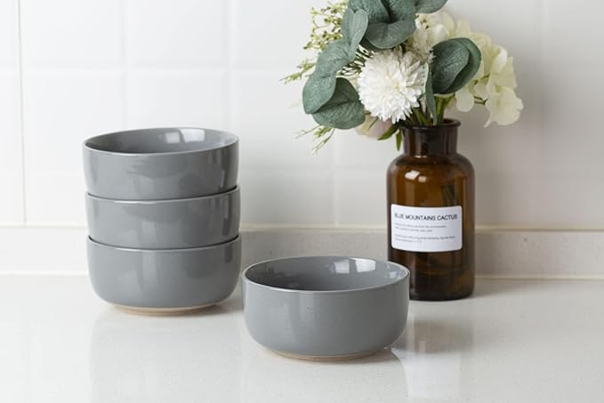 famiware Milkyway Cereal Bowl, Soup Bowls for 4, 25 Ounce Bowls Set for Kitchen, Bowl Set for Cereal Soup Rice Pasta Salad Oatmeal, Dark Gray