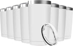 8 Pack 20oz Tumbler Vacuum Insulated Travel Mug with Lids, Stainless Steel Double Wall Bulk Cup for Home, Office, Outdoor Suitable for Vehicle Cup Holders(White)