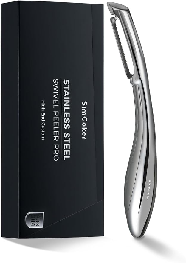 Professional Vegetable Peeler – Premium 304 Stainless Steel Potato Peeler for Kitchen, Ultra Sharp Blade, Ergonomic Non-Slip Handle, Dishwasher Safe, 5-Year Warranty