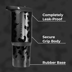 HydroJug Sport - Stainless Steel Tumbler with Straw, Vacuum Insulated, 32oz Leakproof Water Bottle, Ergonomic Design, Reusable, Dishwasher Safe, Rubber Base, Durable for Gym or Outdoors, Black Leopard