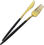 JASHII Luxury Black Gold Flatware, Silverware Sets, 20-piece Elegant Cute 18/10 Stainless Steel Silverware Set for Eating Home Kitchen Hotel Restaurant, Service Sets for 4 People, Dishwasher Safe