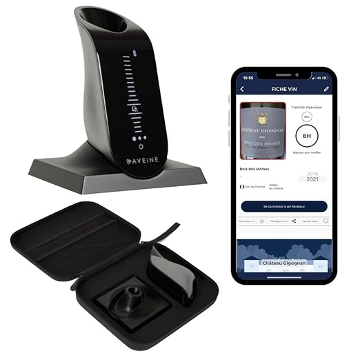 Aveine Electric Wine Aerator with Premium Protective Travel Pouch – Instant & Precise Aeration (1–24h Decanting) – Smart App Integration – Elegant French Design for Wine Lovers