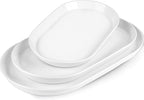 Large Serving Platter - 16"/14"/12" Oval Serving Tray, Ceramic Turkey Platters for Entertaining, Christmas Party, Set of 3, White