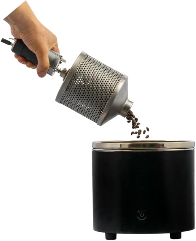 KALDI Mini Home Coffee Gas Roaster - 200g Capacity, Choice of Manual Handle or Motor Drive, Hopper/Sampler as option, Gas Burner Required (Manual Handle, Full-Set)