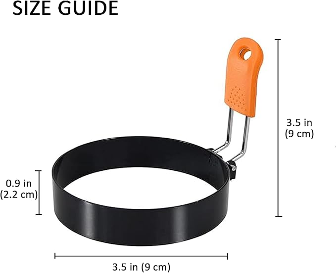 3.5" Nonstick Stainless Steel Egg Rings Set of 4 with Oil Brush, Round Crumpet Ring Mold for Muffins Pancake Cooking Griddle, Portable Grill Accessories for Indoor Camping Breakfast Sandwich Burger