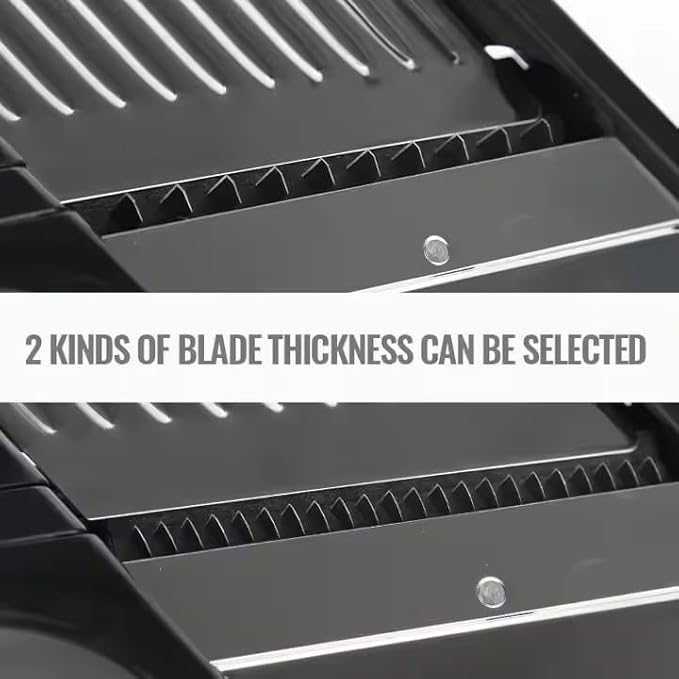 Adjustable Stainless Steel Mandoline Slicer for Kitchen – Sharp & Durable Vegetable and Fruit Cutter with Non-Slip Grip, Safety Gloves, Cleaning Brush – Easy-Clean & Dishwasher-Safe