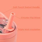 HydroJug Sport - Stainless Steel Tumbler with Straw, Vacuum Insulated, 32oz Leakproof Water Bottle, Ergonomic Design, Reusable, Dishwasher Safe, Rubber Base, Durable for Gym or Outdoors, Summer Peach