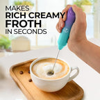 Zulay Kitchen Powerful Milk Frother Wand - Mini Handheld Stainless Steel - Battery Operated Drink Mixer for Coffee, Lattes, Cappuccino, Matcha - Froth Mate Gift - Aurora