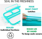 Bento-Box with Bag and Ice Pack Set. Lunch Boxes Snack Containers for Kids Boys Girls Adults. 6 Compartments, Leakproof Portion Container Boxes Insulated Bags for School Lunches, Blue