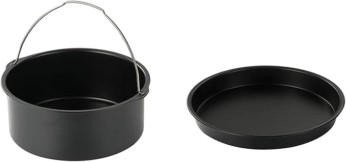 2pcs/set Universal Air Fryer Accessory set Steel Pizza Pan Baking Cake Barrel For Gourmia