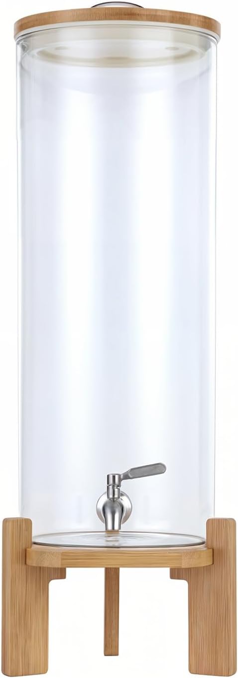 Beverage Dispenser,3.5 Gallon Glass Drink Dispenser with Stand,Glass water dispenser with Spigot, Large Drink Dispensers for Parties,Water Dispensers for Bar,Wedding,Restaurants 13L