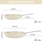 MsMk 8" and 10" Ceramic cookwaer set Non Stick Frying Pans, Nonstick Skillets Sets, PFOA Free Non-Toxic, Scratch-resistant, Oven-Safe, Induction Compatible with All Cooktops