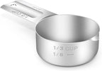 1PCS 1/3Cup (80ml, 2.7oz) Single Measuring Cup, Stainless Steel Measure Scoop, Metric and US Measurement, Dishwasher Safe
