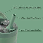 HydroJug Sport - Stainless Steel Tumbler with Straw, Vacuum Insulated, 40oz Leakproof Water Bottle, Ergonomic Design, Reusable, Dishwasher Safe, Rubber Base, Durable for Gym or Outdoors, Sage