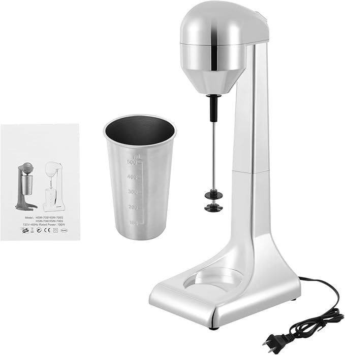 Milkshake Maker Single Head Electric Drink Mixer Commercial Milkshake Blender, 100W Stainless Steel Smoothie Mixer For Making Yogurt, Milk, Cocktails, Smoothies (Single Head,100W)
