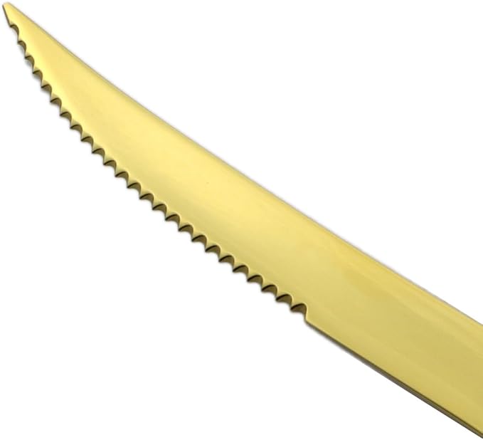 5-Piece 18/10 Stainless Steel Serrated Steak Knife Flatware Set, Mirror Polishing Gold, Service for 1