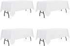 sancua 4 Pack White Tablecloth 60 x 84 Inch, Rectangle Table Cloth for 4ft Tables - Stain and Wrinkle Resistant Washable Polyester Table Cover for Dining Wedding Banquet Party Buffet Restaurant