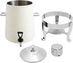 Coffee Urn with Fuel Holder 3.5 Gal/13L, Stainless Steel Beverage Dispenser Hot Drink Dispenser with Stand, Tea Water Coffee Chafer Urn for Parties Buffet Catering Commercial Home (Silver, White)