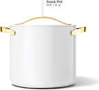 Caraway Stock Pot - 12 Qt Ceramic Coated Pot With Lid - Fee From Forever Chemicals - Large Pot for Bigger Batches - White