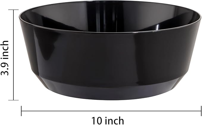 Hioasis 8 Pack Plastic Serving Bowls 128oz Black Plastic Bowls Heavy Duty Disposable Serving Bowls for Party Snack & Salad & Candy & Bar Buffet & New Year